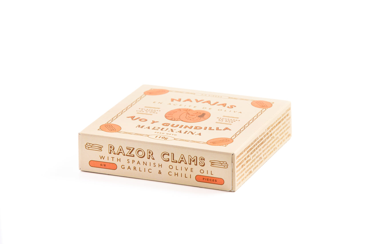 Maruxaina Razor Clams in Olive Oil, Garlic, and Chili - 3 Pack