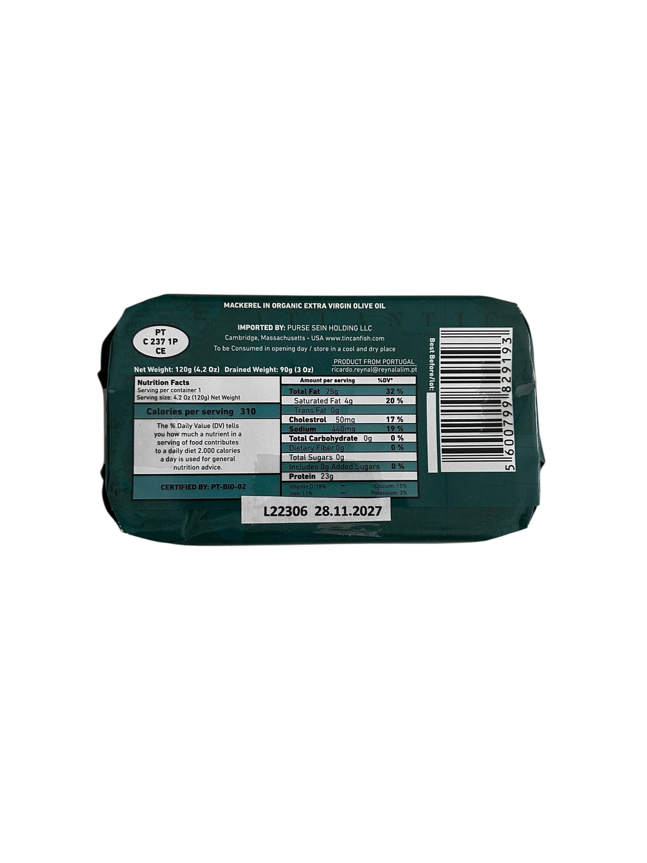 MAR Brand Mackerel in Organic EVOO - 6 Pack