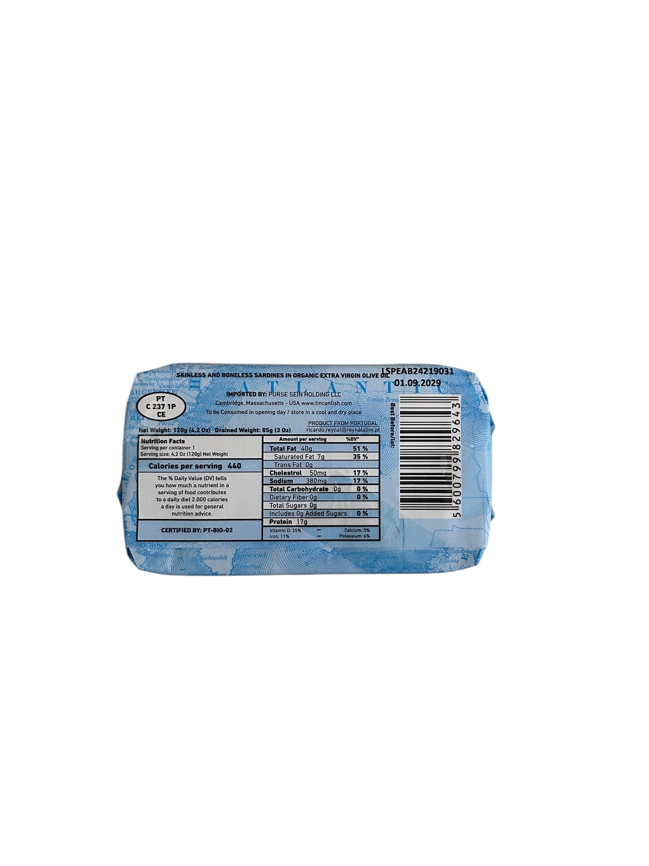 MAR Brand Skinless and Boneless Sardines in Organic EVOO - 6 Pack