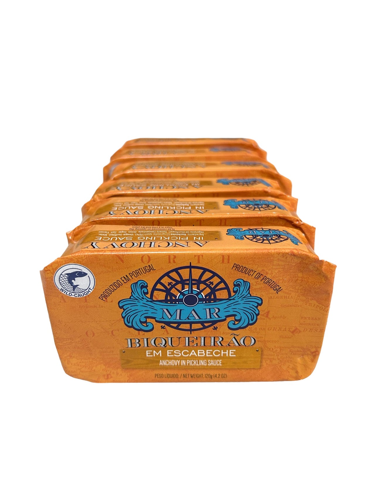 Six packs of Mar anchovy in pickling sauce