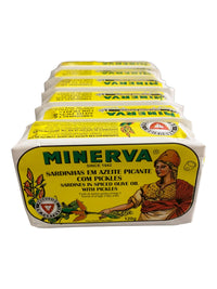 Thumbnail for Minerva Sardines in Spiced Olive Oil with Pickles - 6-pack - TinCanFish