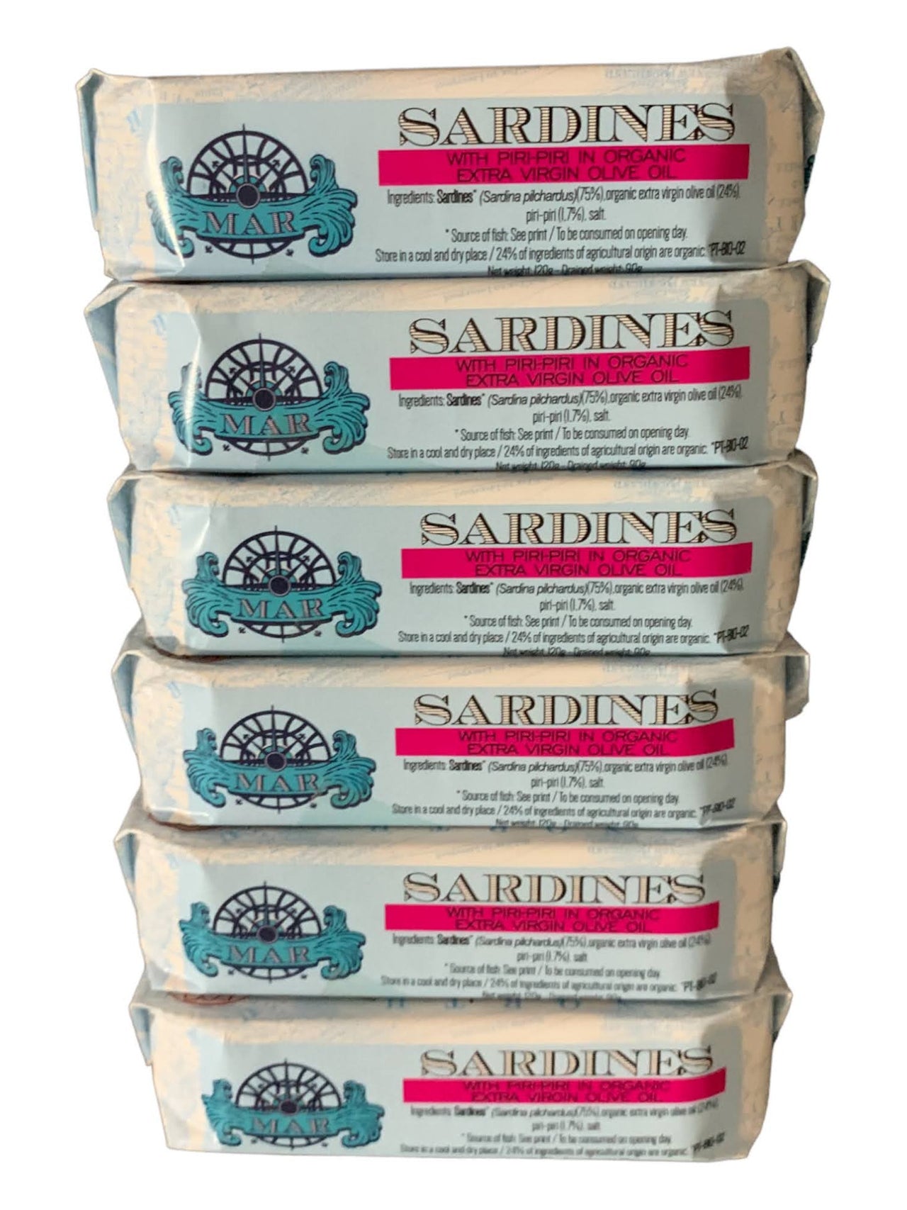 MAR Brand Sardines with Piri-Piri in Organic EVOO - 6 Pack - TinCanFish