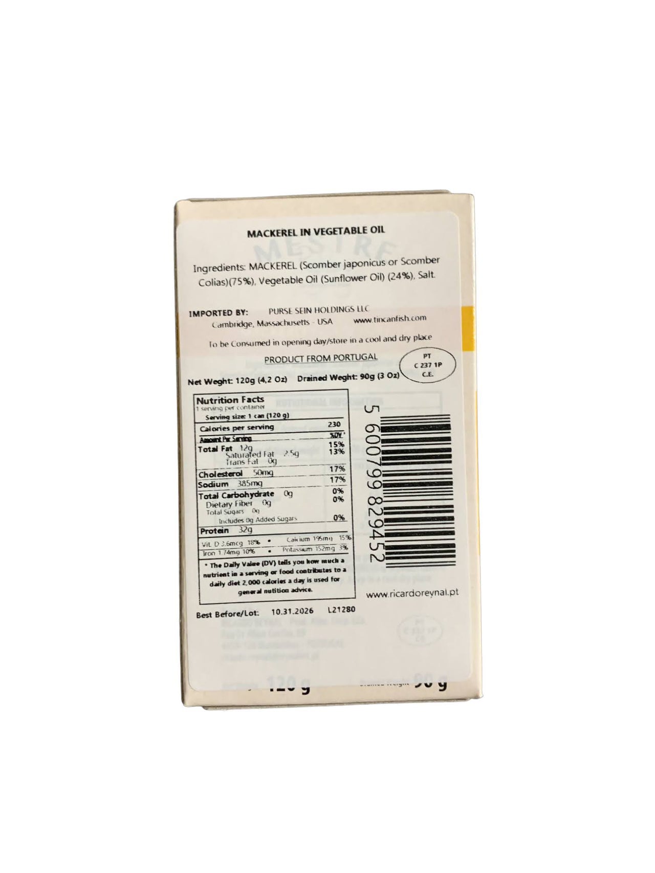 Mestre Mackerel in Vegetable Oil - 6 Pack - TinCanFish