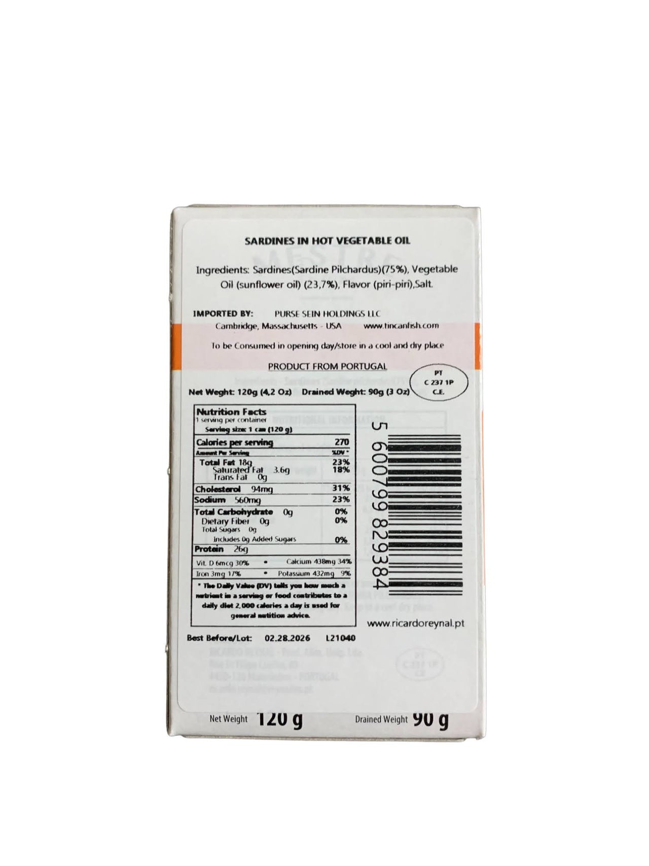 Mestre Sardines in Spicy Vegetable Oil - 6 Pack - TinCanFish