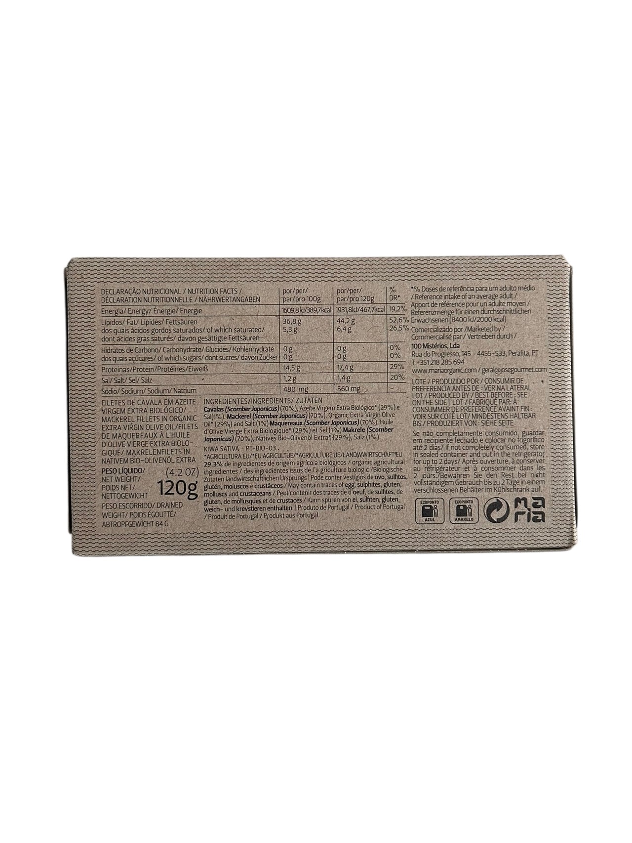 Maria Organic Portugal Mackerel Fillets in Organic EVOO - 3 Pack