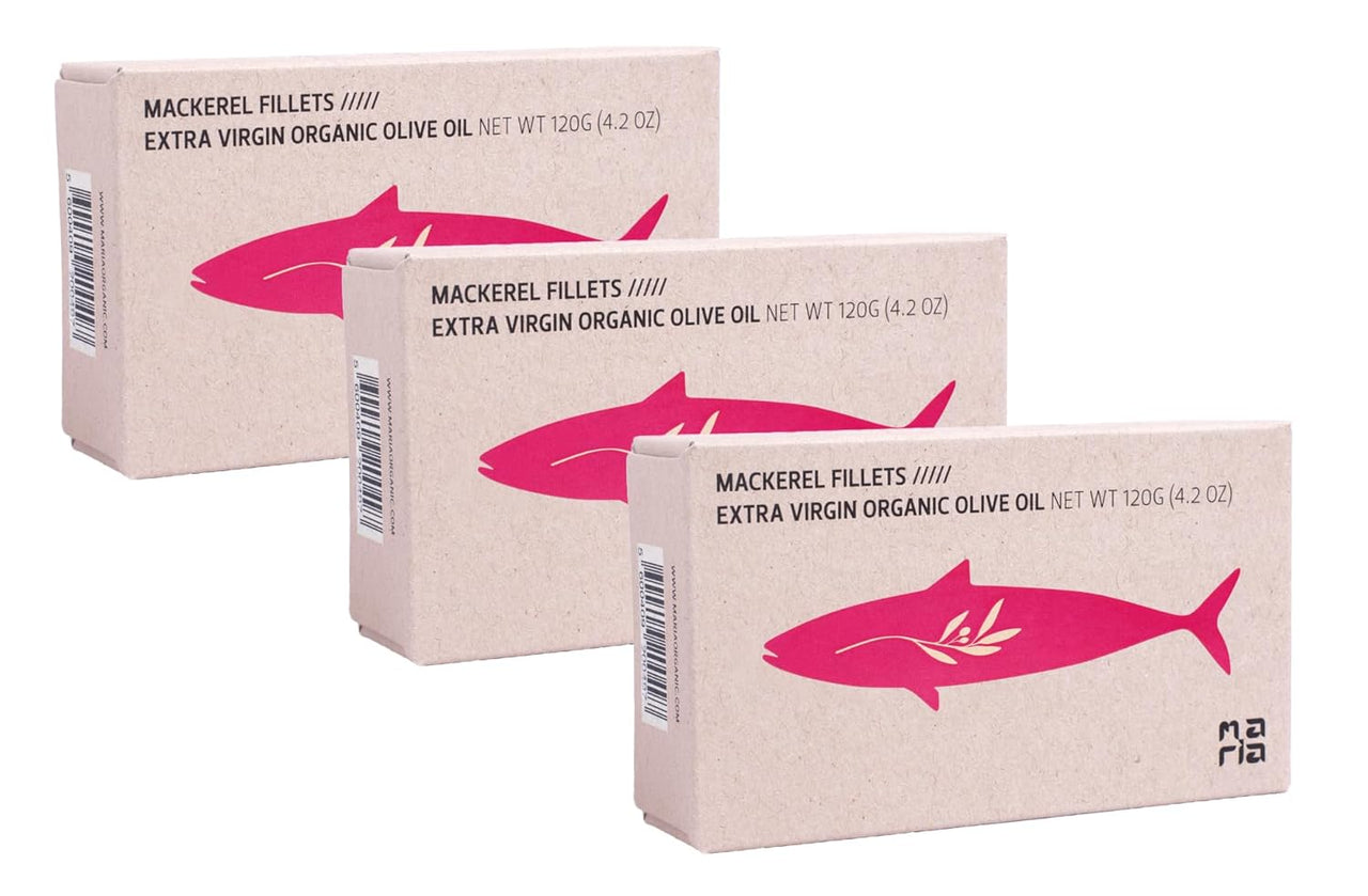 Maria Organic Portugal Mackerel Fillets in Organic EVOO with Piri-Piri- 3 Pack