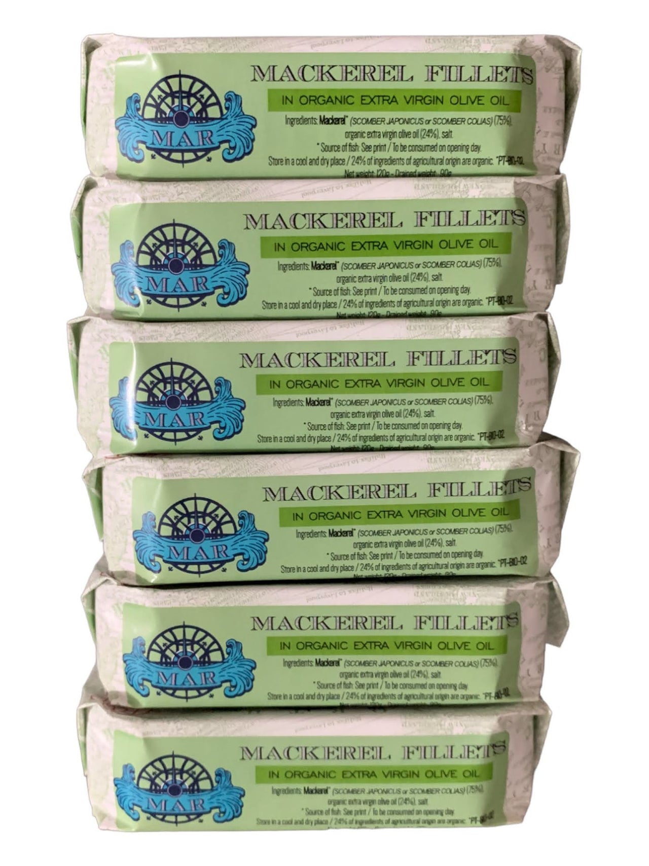 MAR Brand Mackerel Fillets in Organic EVOO - 6 Pack - TinCanFish