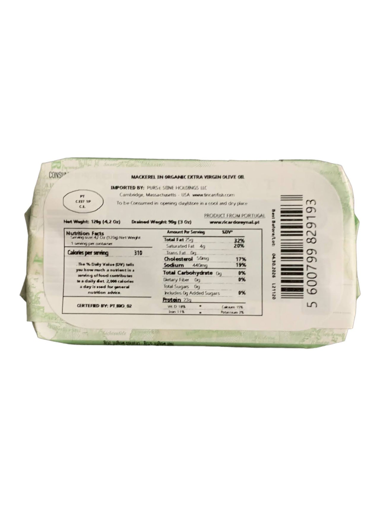 MAR Brand Mackerel in Organic EVOO - 6 Pack - TinCanFish